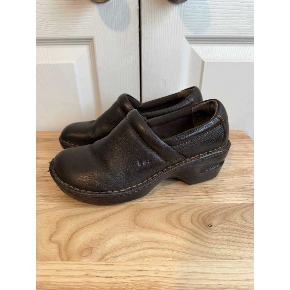 BOC Born Concept Shoes Womens 7 Peggy Clogs Casual Dk Brown Leather Slip On